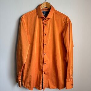 Blu by Polifroni Men's Long Sleeve Casual Dress Shirt Burnt Orange XL Flip Cuffs
